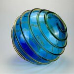 richard-royal-optic-lens-series-OL16-15-blue-green-stripe-blown-glass-sculpture